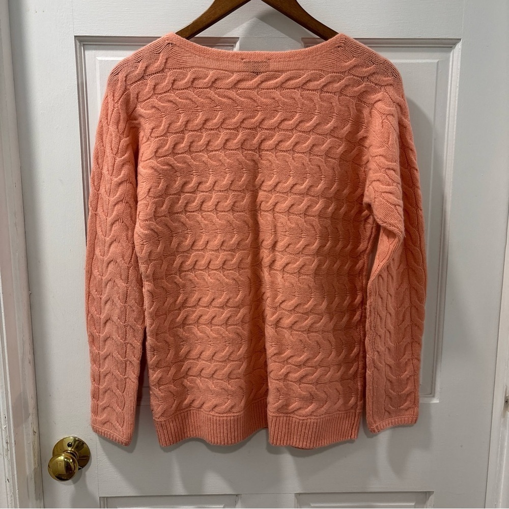 Talbots Women’s Merino Wool Blend Cable Knit Sweater Size Small Coral Soft EUC - Picture 5 of 5